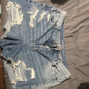American Eagle Outfitters Blue Distressed Jean Shorts
